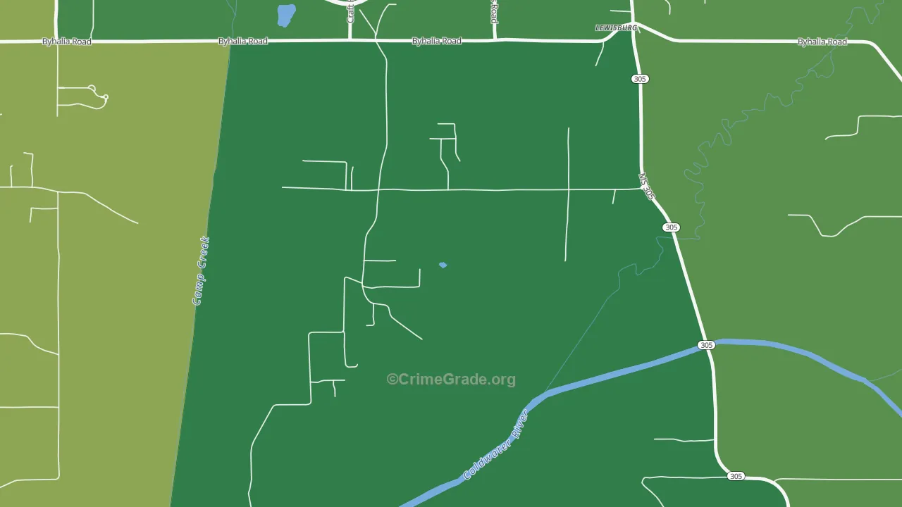 Lewisburg, MS Map of Murder Rates