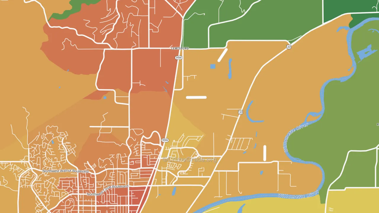 Lewisburg, OR Map of Murder Rates