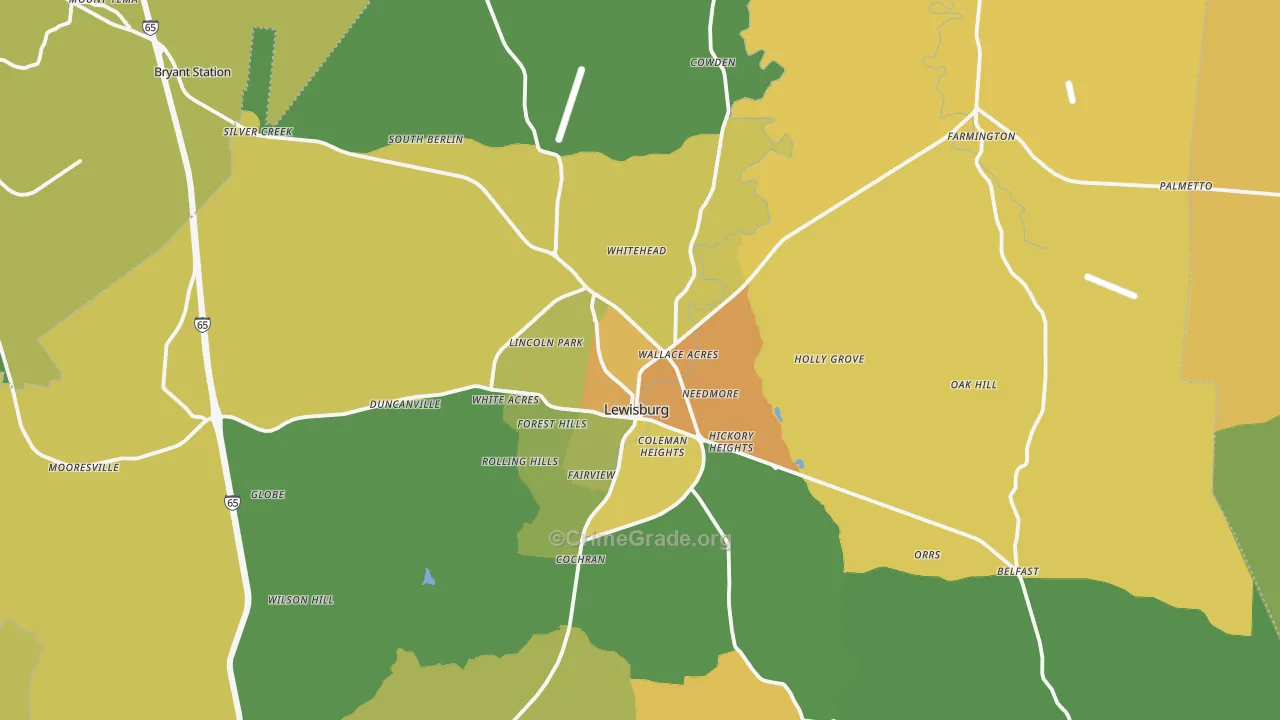 Lewisburg, TN Map of Murder Rates