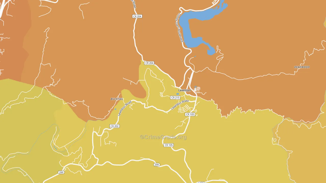 Lewiston, CA Map of Murder Rates