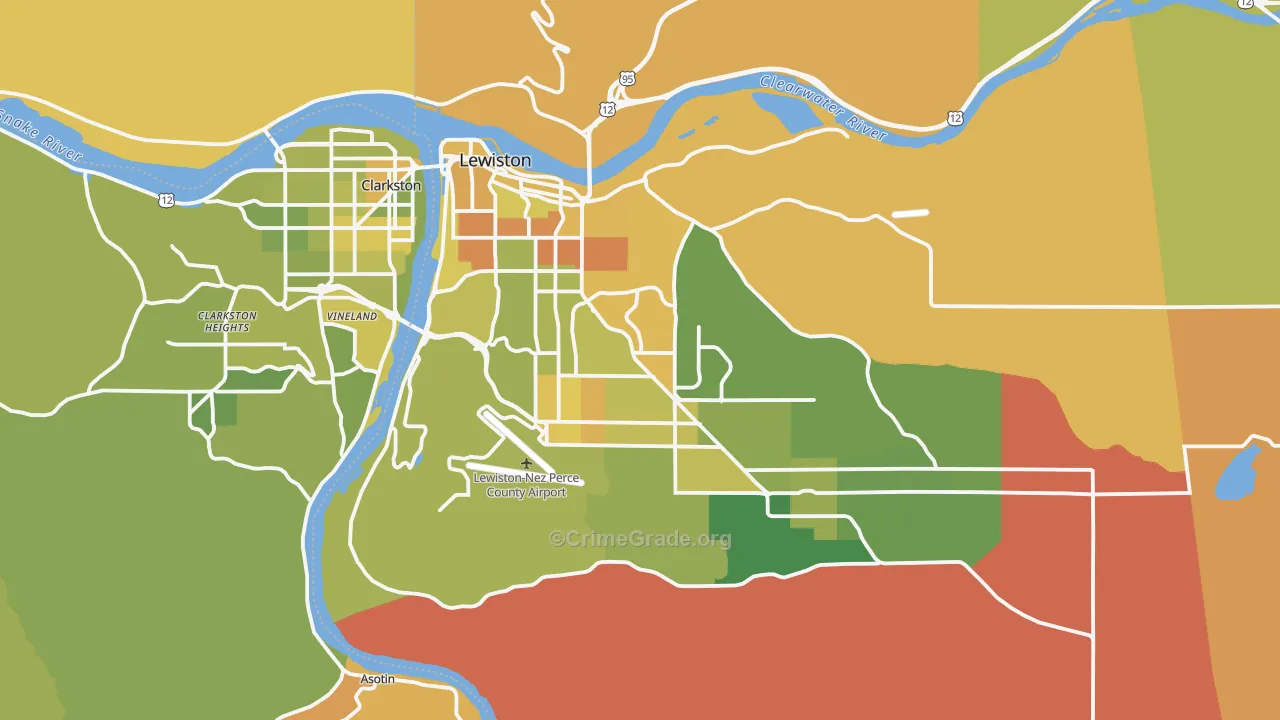 Lewiston, ID Map of Murder Rates