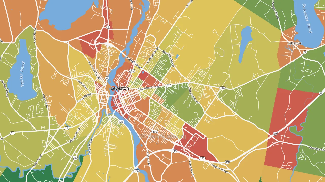 Lewiston, ME Map of Murder Rates