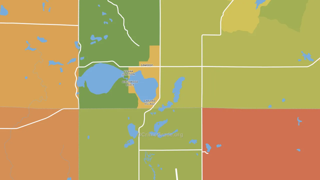 Lewiston, MI Map of Murder Rates