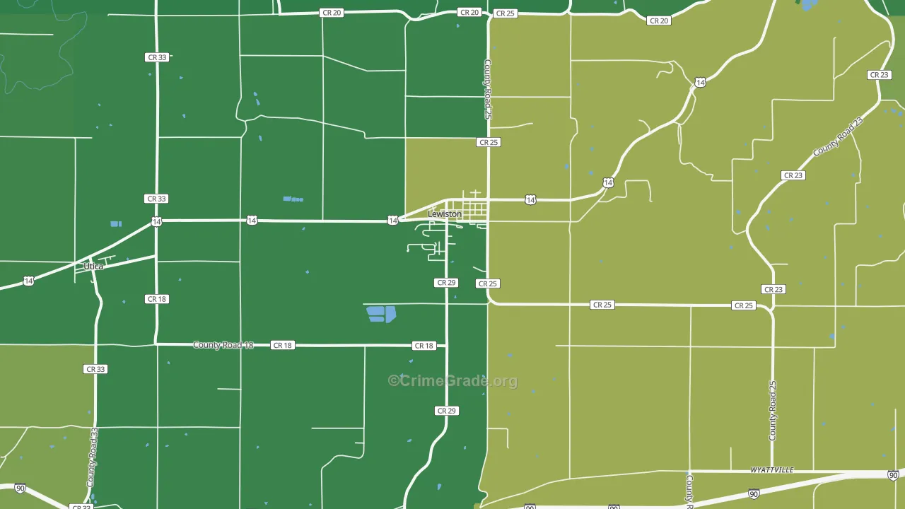 Lewiston, MN Map of Murder Rates