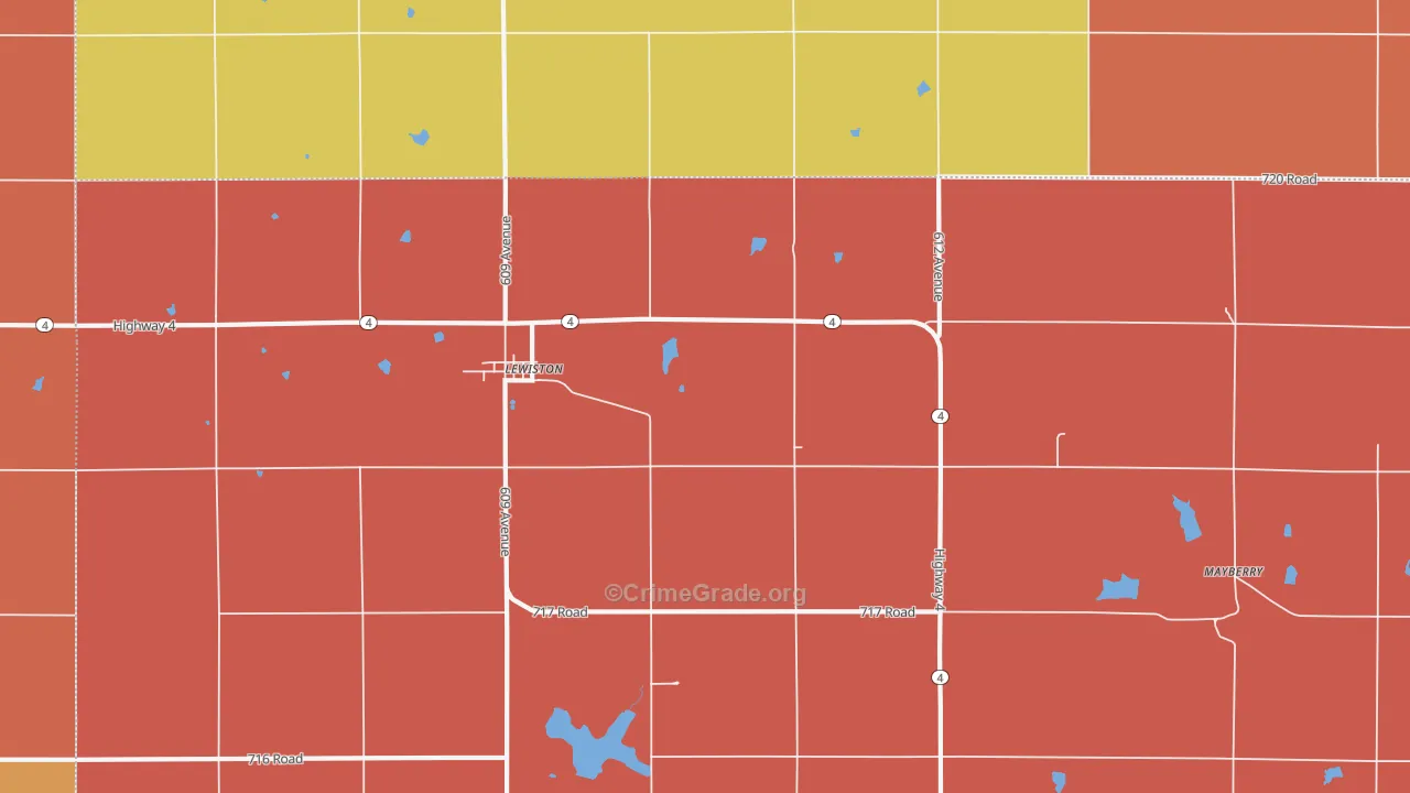 Lewiston, NE Map of Murder Rates