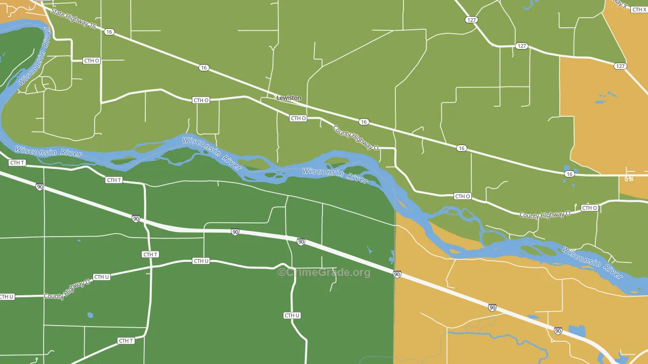Lewiston, WI Map of Murder Rates