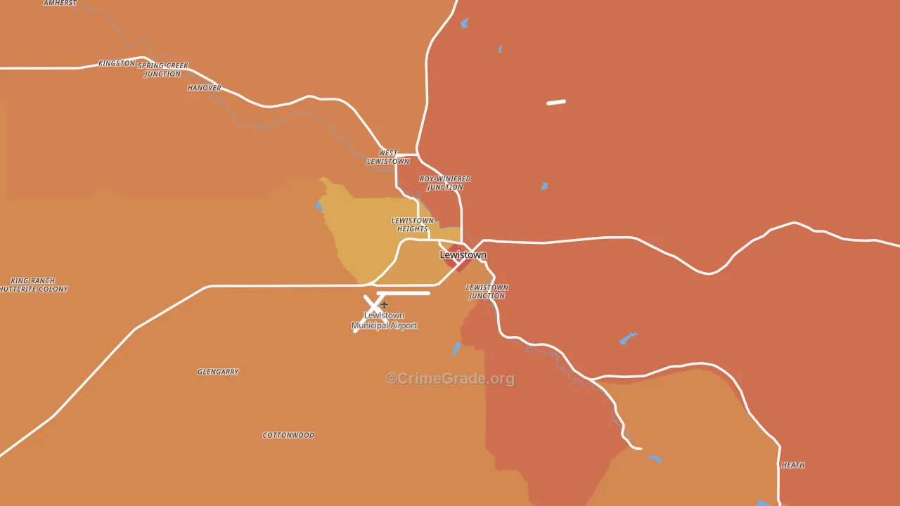 Lewistown, MT Map of Murder Rates