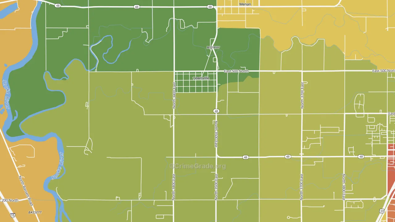 Lewisville, ID Map of Murder Rates