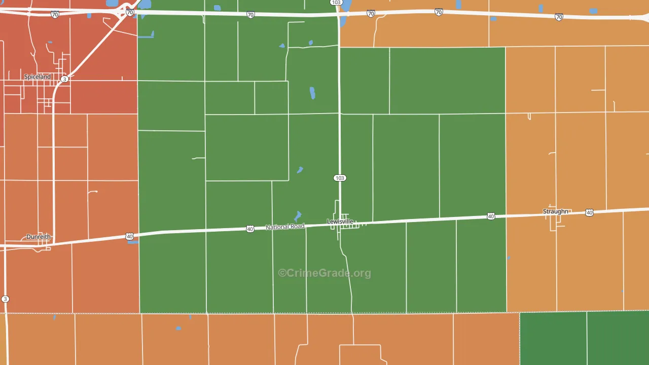 Lewisville, IN Map of Murder Rates