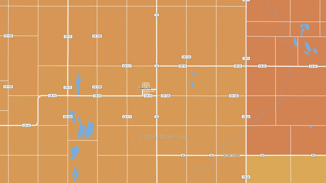 Lewisville, MN Map of Murder Rates