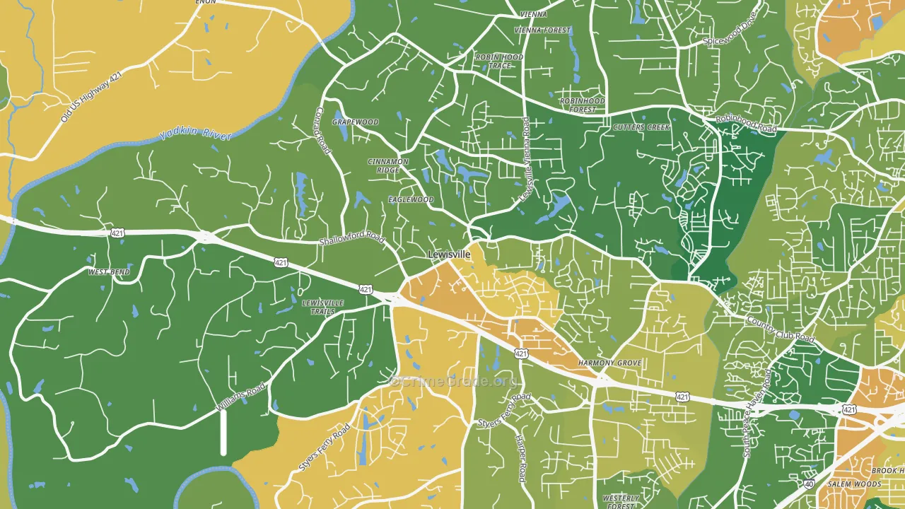 Lewisville, NC Map of Murder Rates