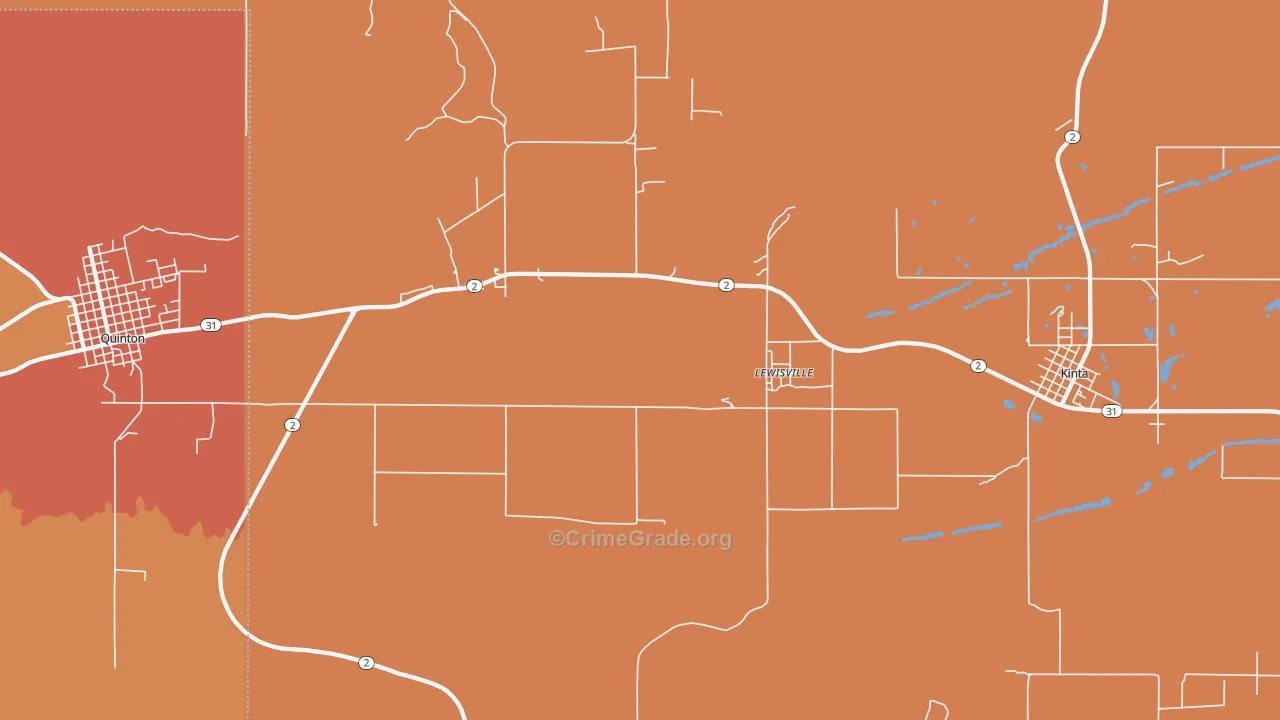 Lewisville, OK Map of Murder Rates