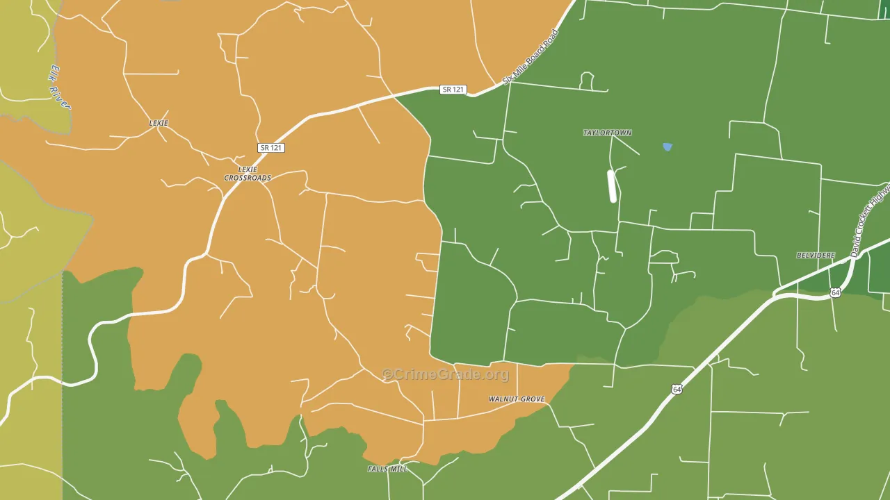 Lexie Crossroads, TN Map of Murder Rates
