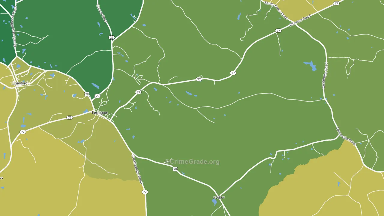 Lexington, GA Map of Murder Rates