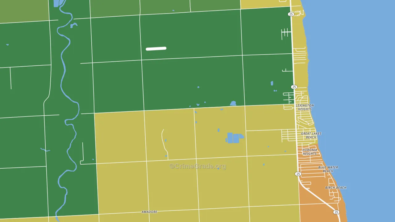Lexington Heights, MI Map of Murder Rates