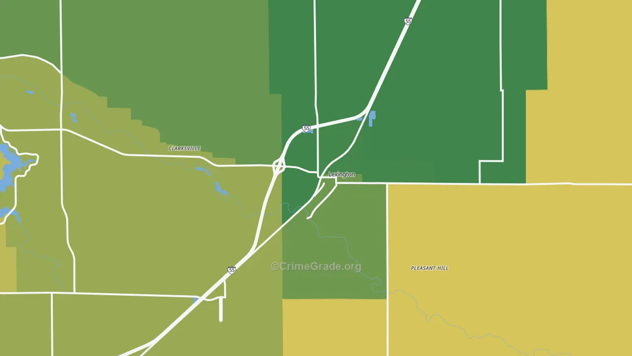 Lexington, IL Map of Murder Rates