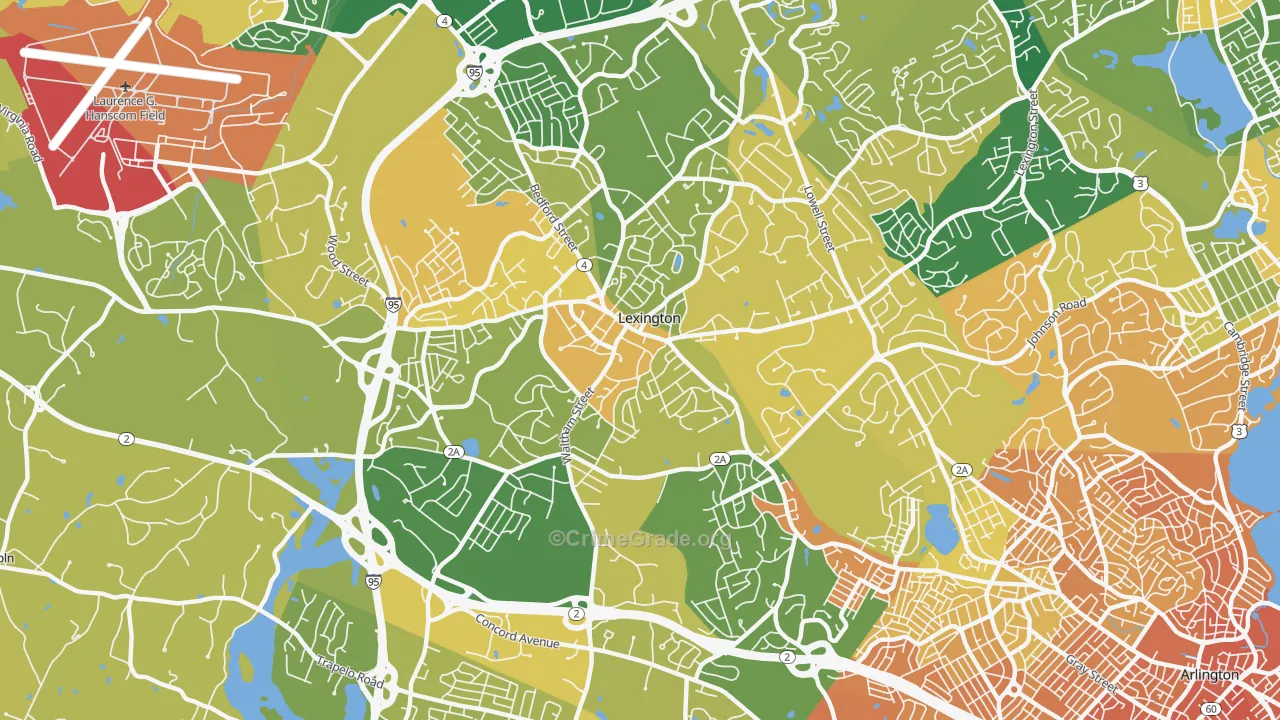 Lexington, MA Map of Murder Rates