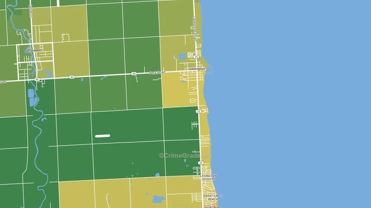 Lexington, MI Map of Murder Rates