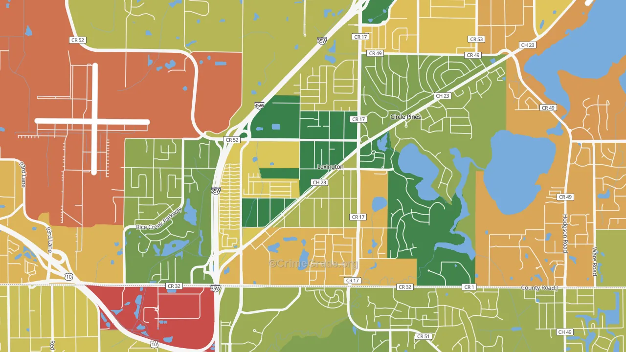 Lexington, MN Map of Murder Rates