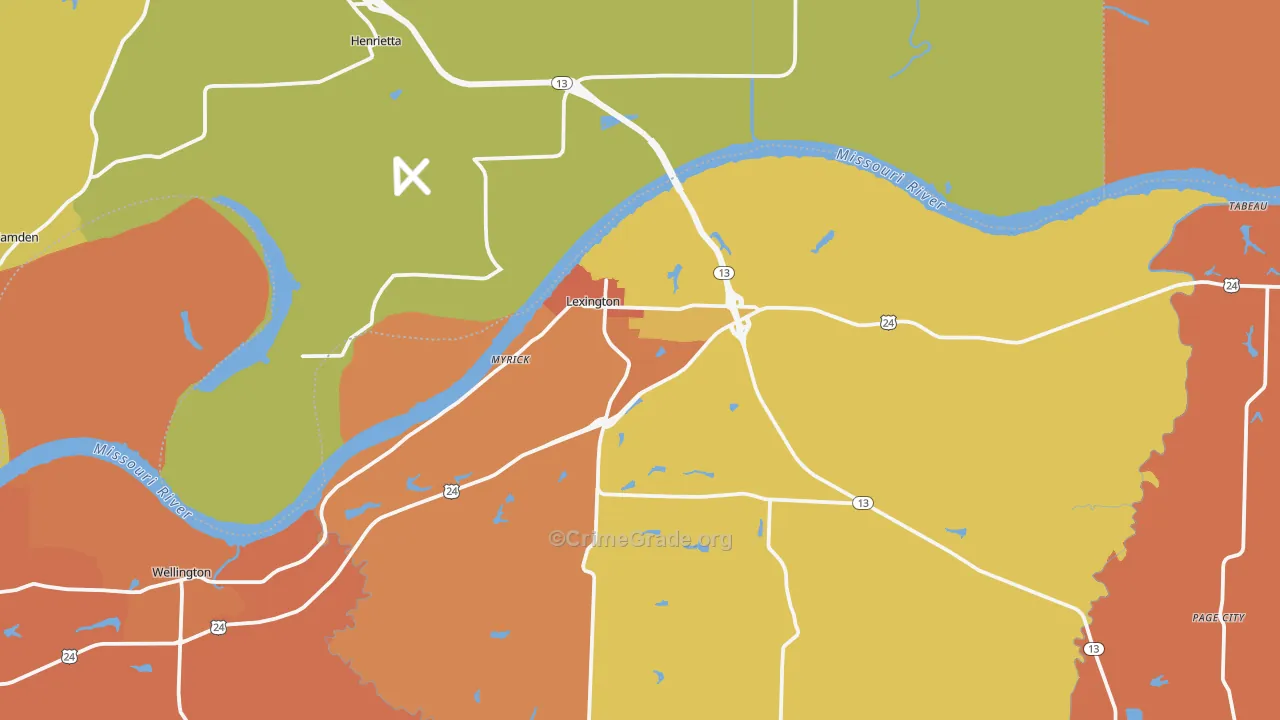 Lexington, MO Map of Murder Rates
