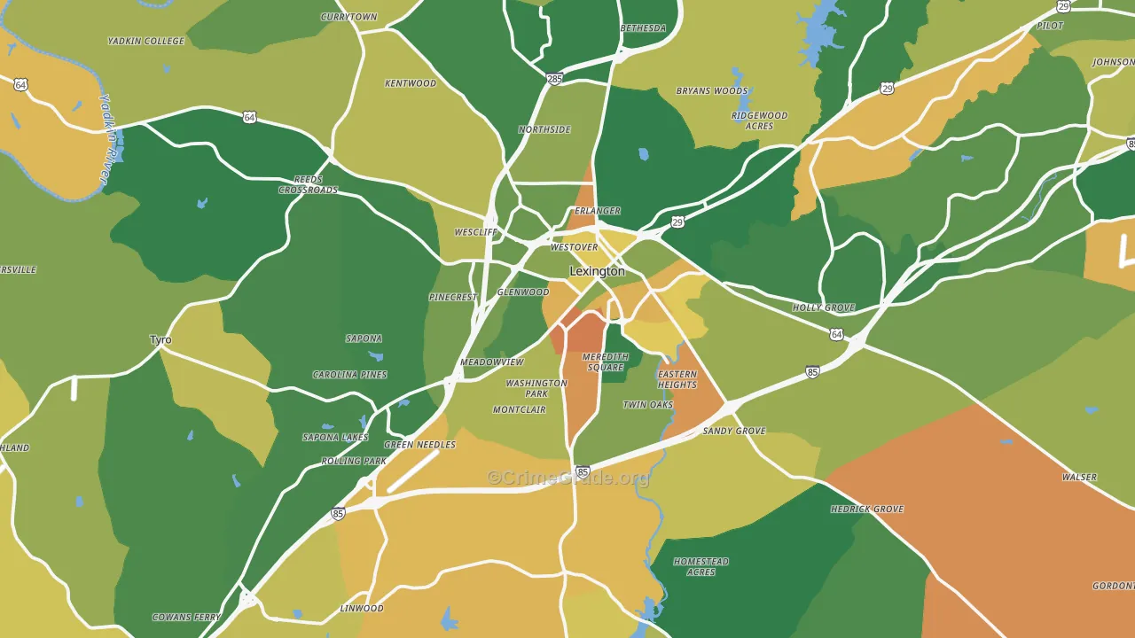 Lexington, NC Map of Murder Rates