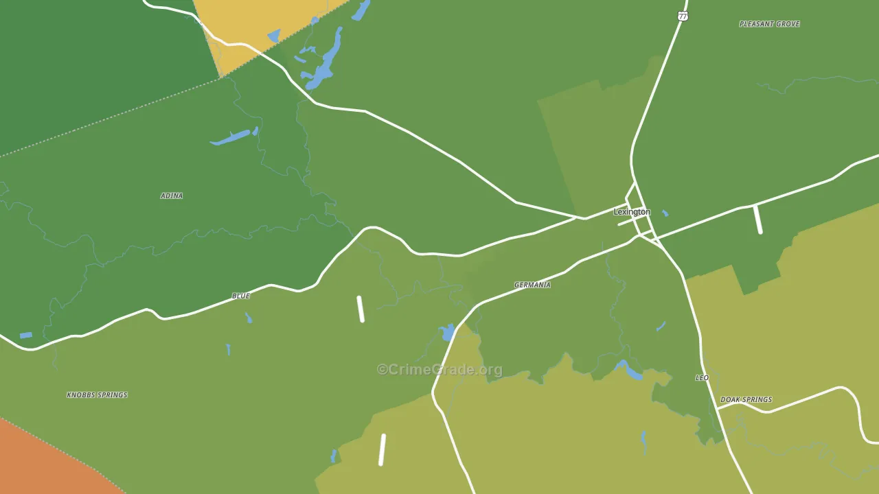 Lexington, TX Map of Murder Rates