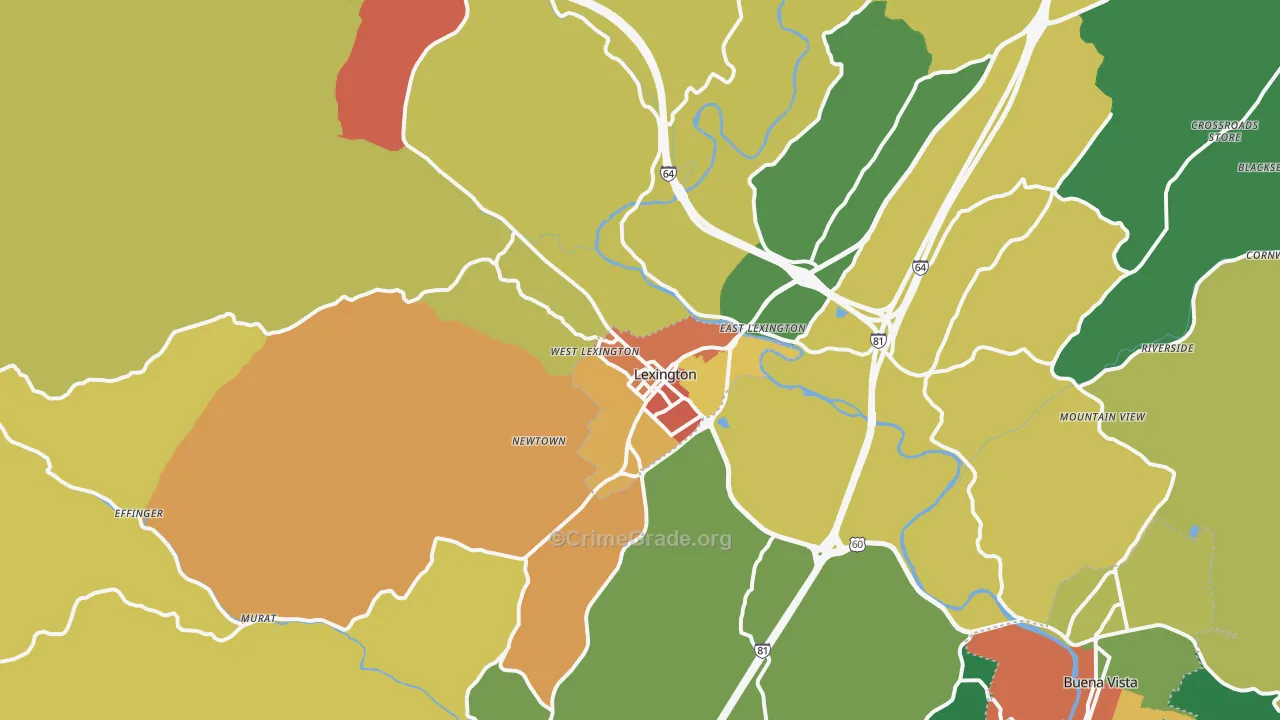 Lexington, VA Map of Murder Rates