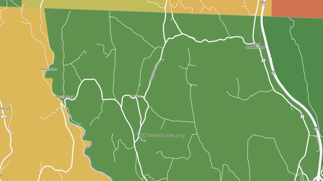 Leyden, MA Map of Murder Rates