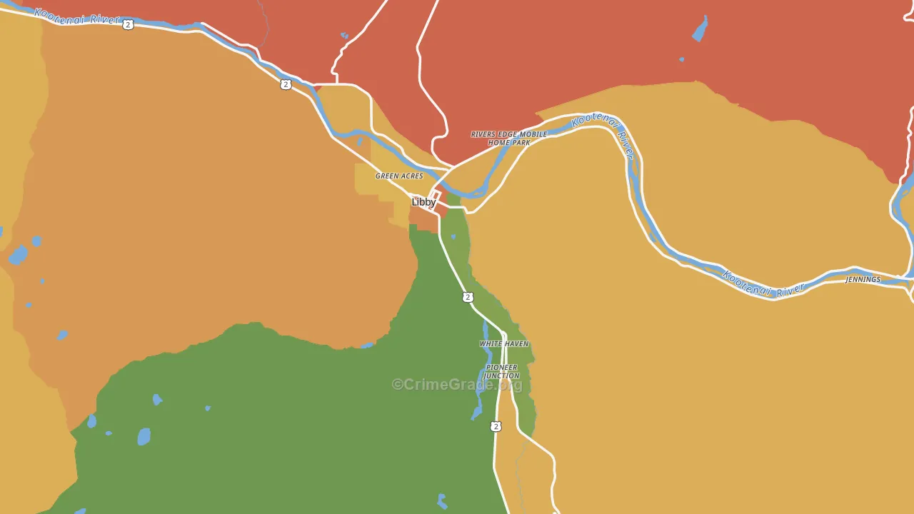 Libby, MT Map of Murder Rates