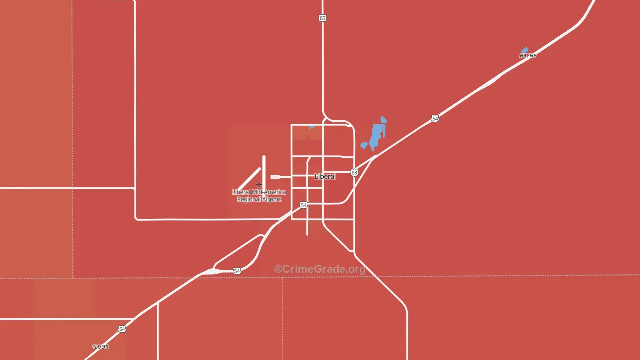Liberal, KS Map of Murder Rates