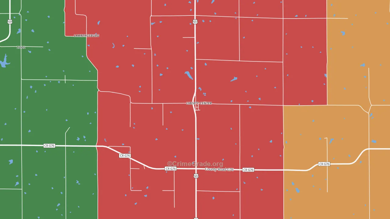 Liberty Center, IA Map of Murder Rates