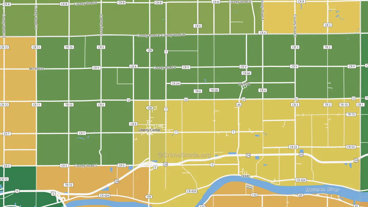Liberty Center, OH Map of Murder Rates