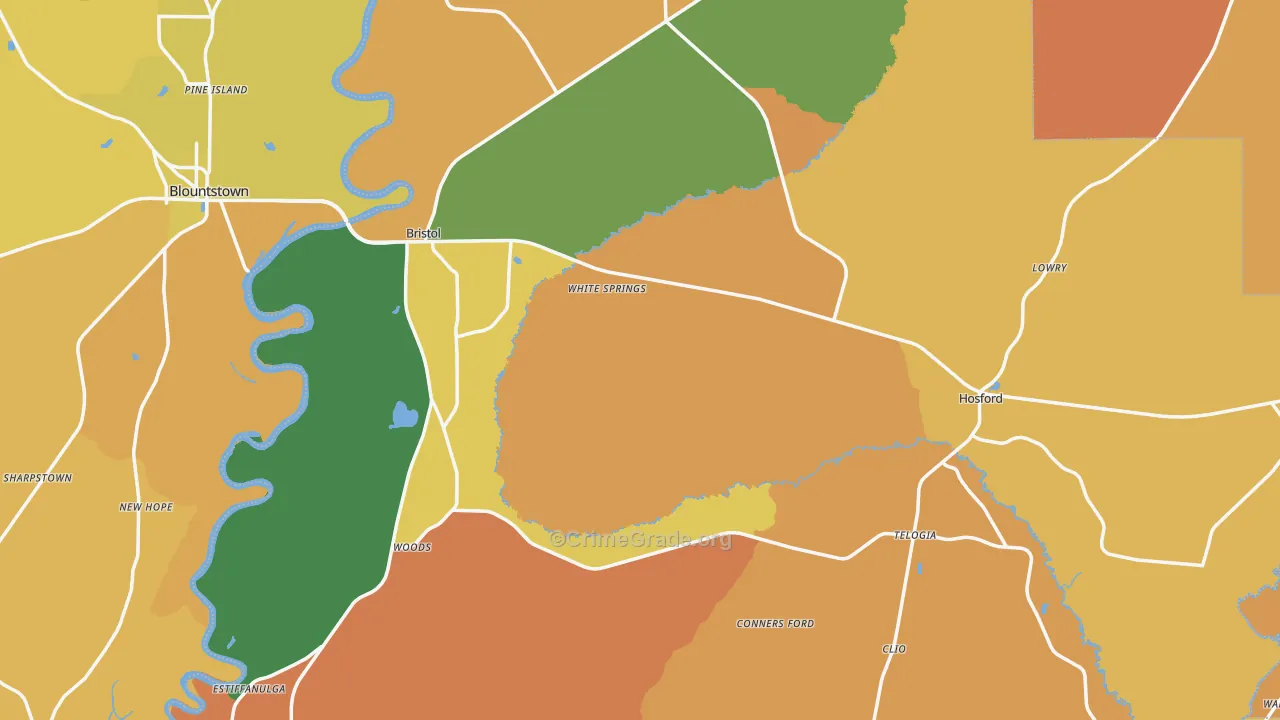 Liberty County, FL Map of Murder Rates