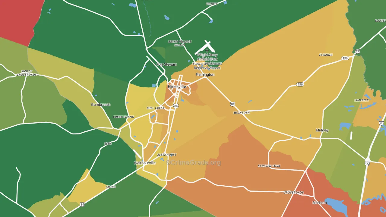 Liberty County, GA Map of Murder Rates
