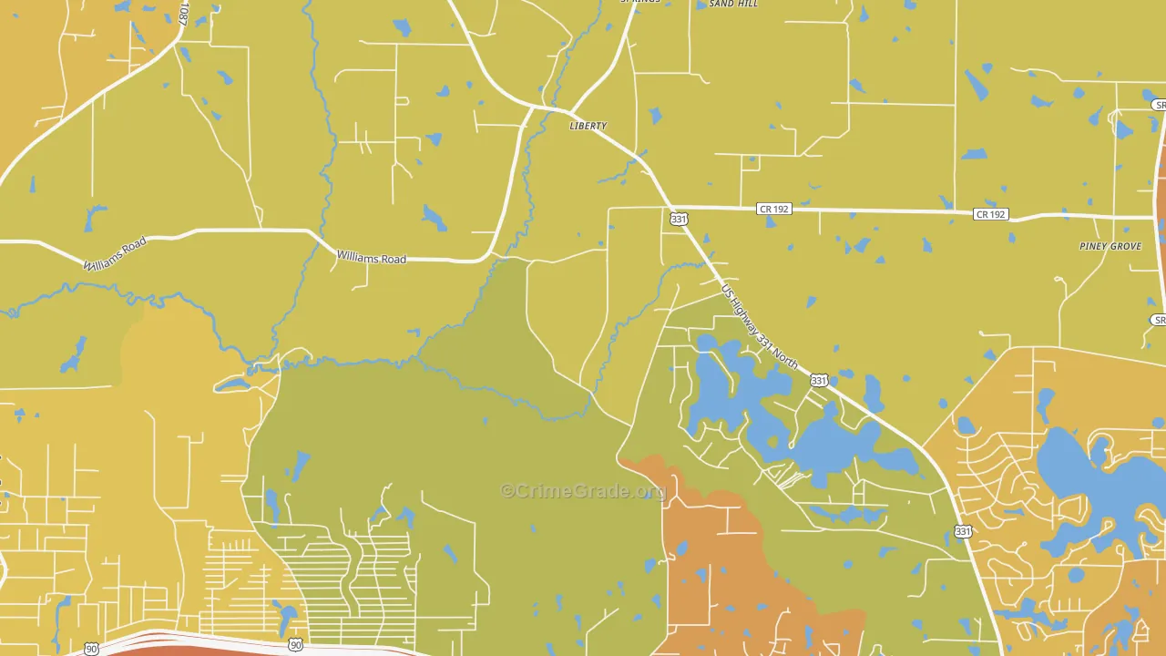 Liberty, FL Map of Murder Rates