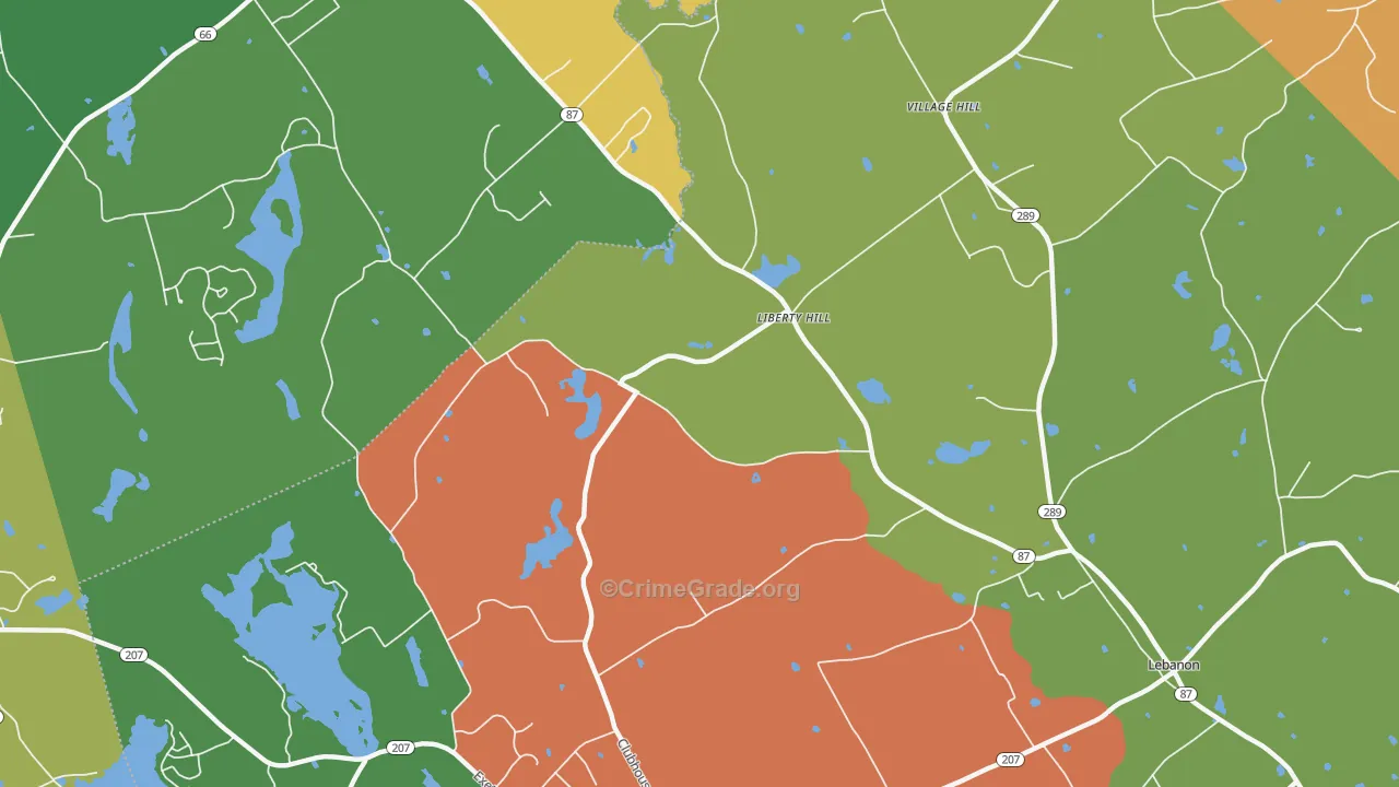 Liberty Hill, CT Map of Murder Rates