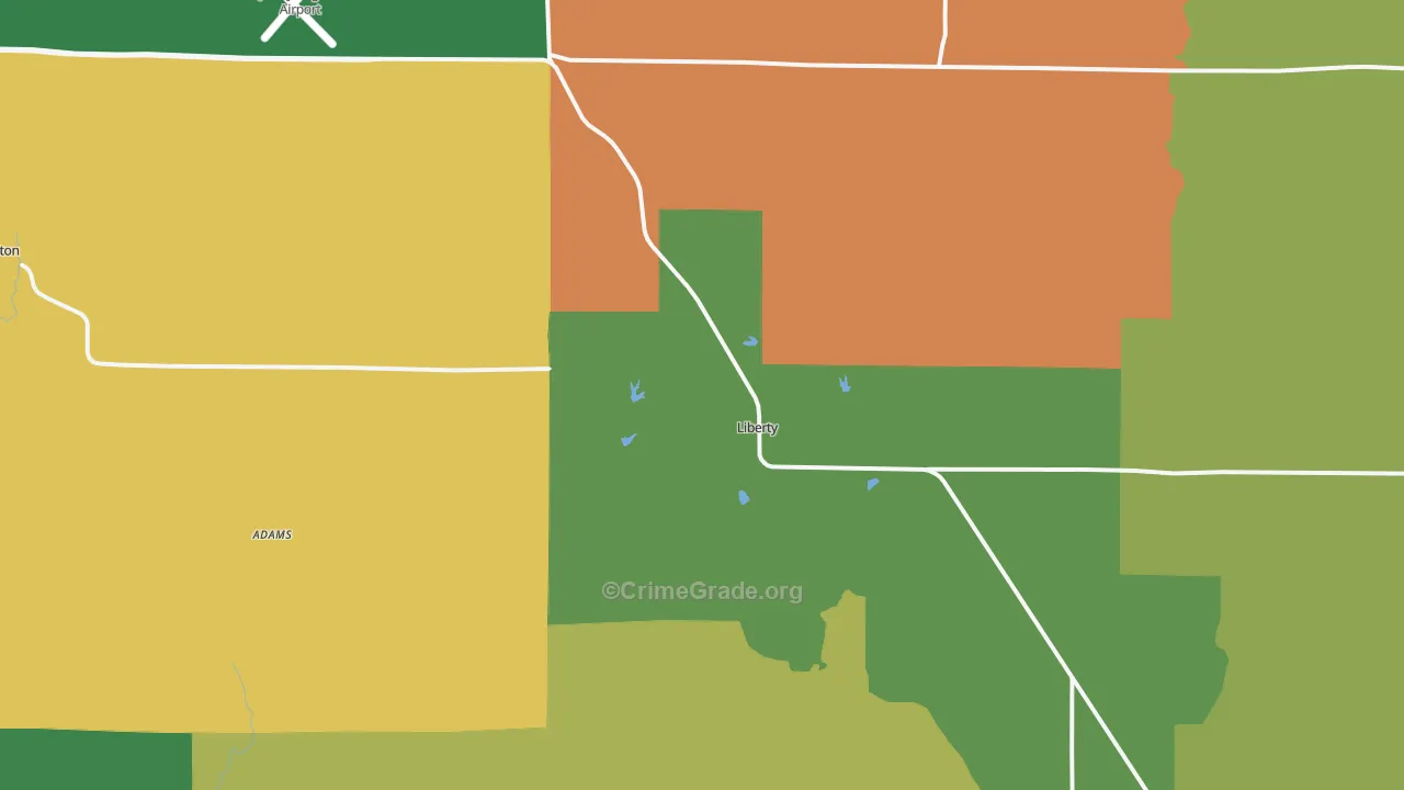 Liberty, IL Map of Murder Rates