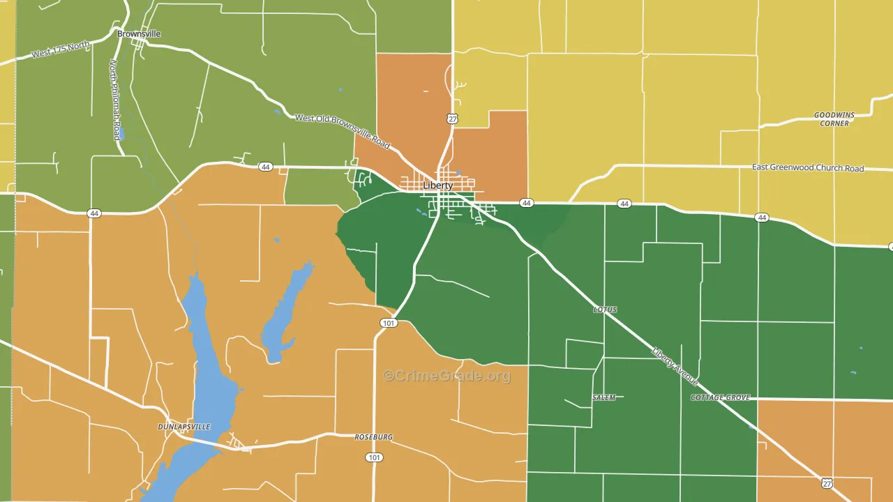 Liberty, IN Map of Murder Rates