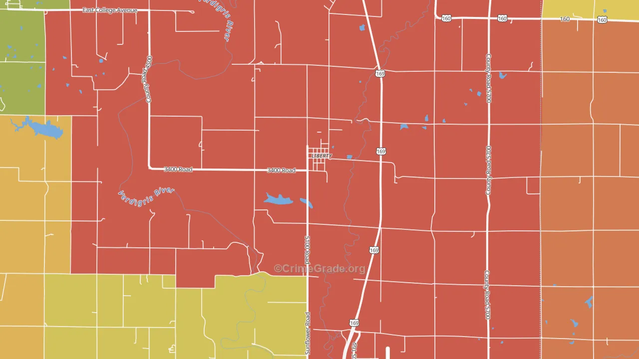 Liberty, KS Map of Murder Rates