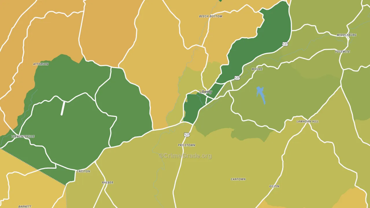 Liberty, KY Map of Murder Rates