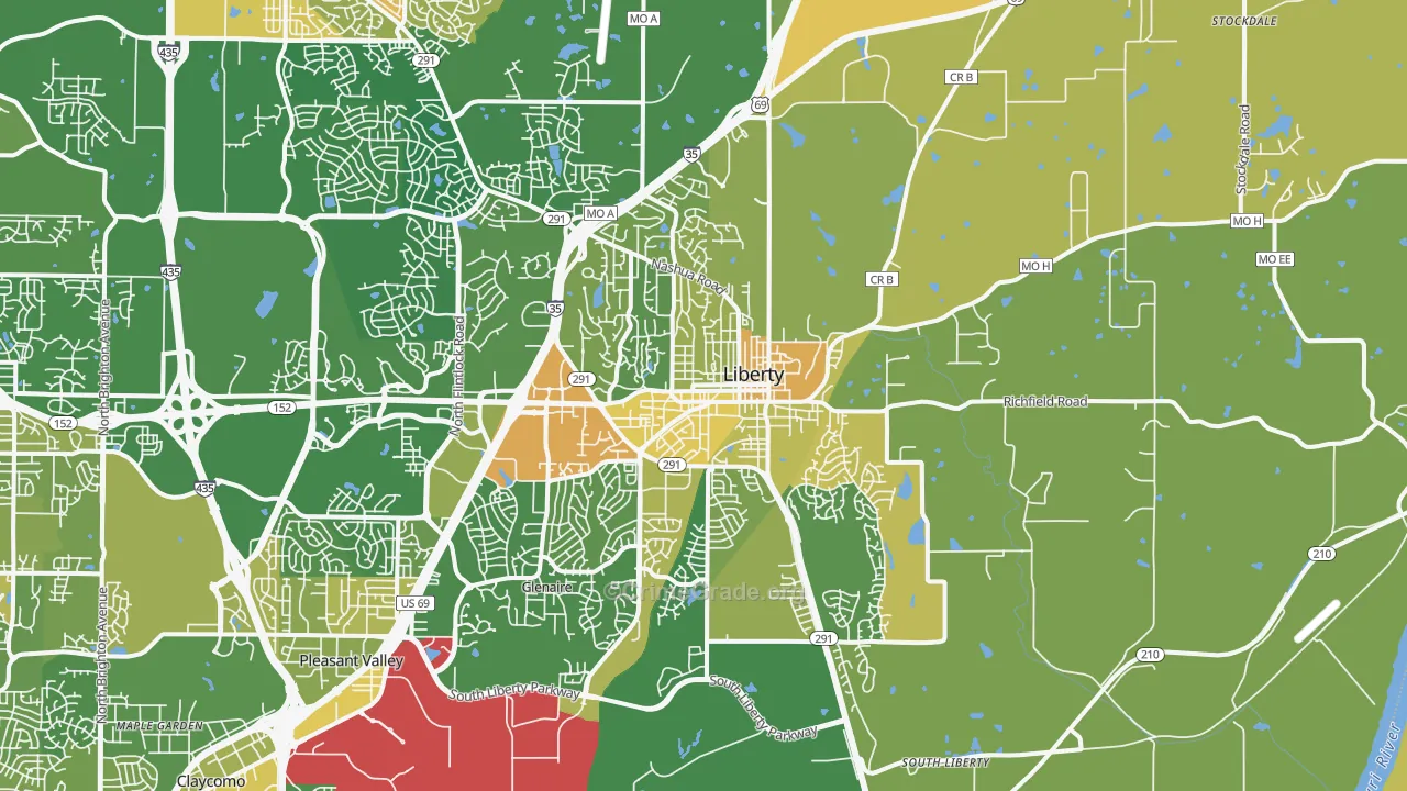 Liberty, MO Map of Murder Rates