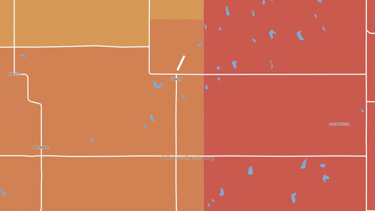 Liberty, NE Map of Murder Rates