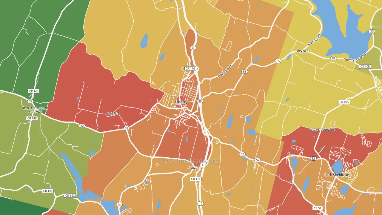 Liberty, NY Map of Murder Rates