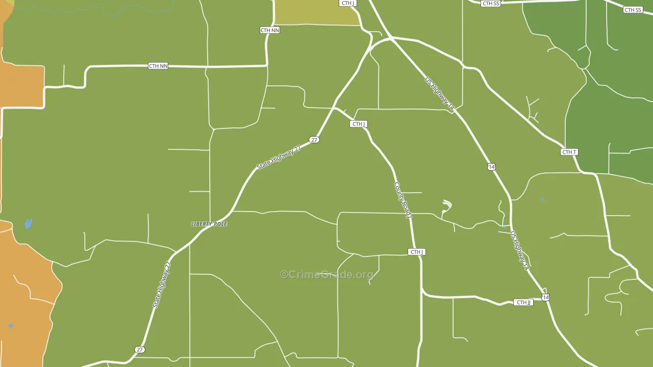 Liberty Pole, WI Map of Murder Rates