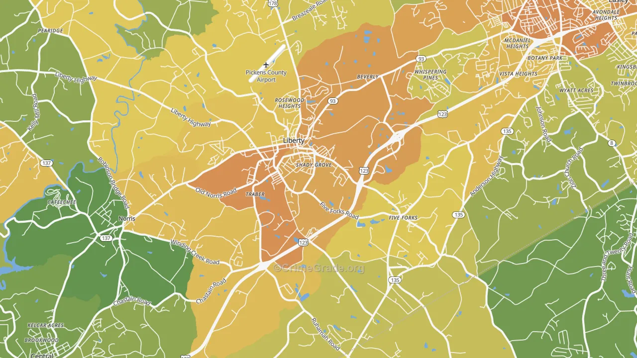 Liberty, SC Map of Murder Rates