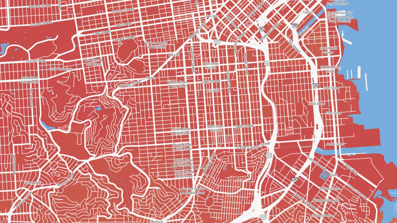 Liberty Street Historic District, San Francisco, CA Map of Murder Rates