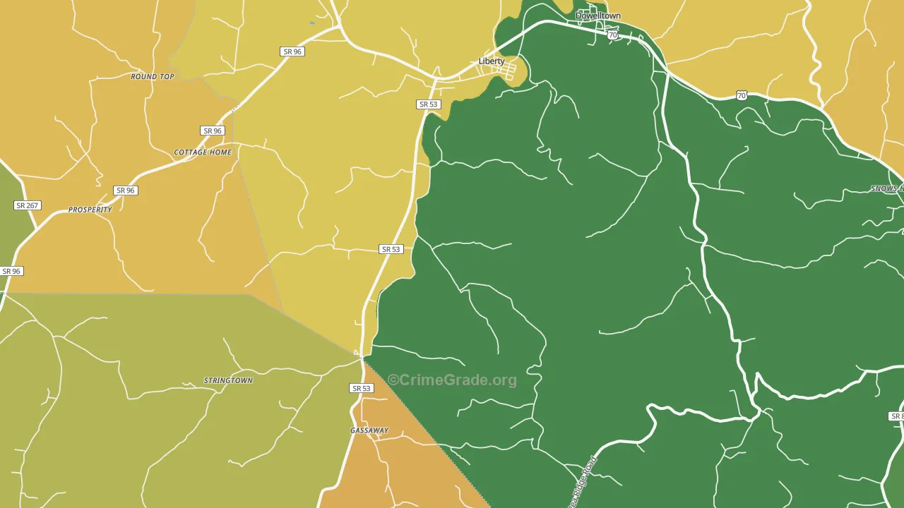 Liberty, TN Map of Murder Rates