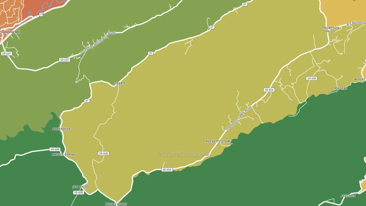 Liberty, VA Map of Murder Rates