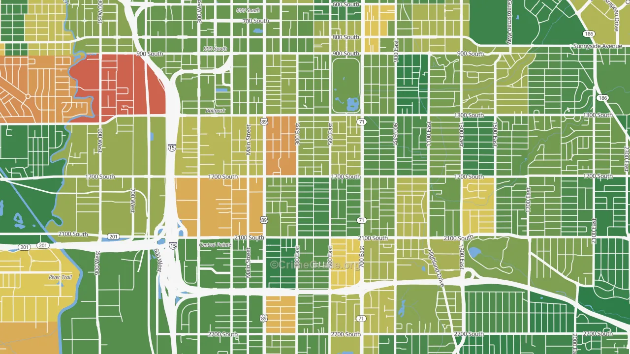 Liberty Wells, Salt Lake City, UT Map of Murder Rates