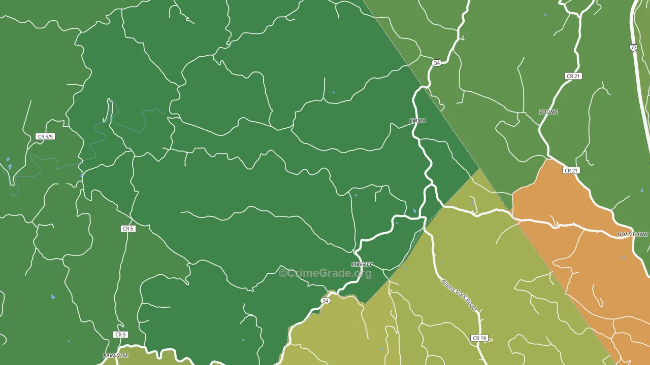 Liberty, WV Map of Murder Rates